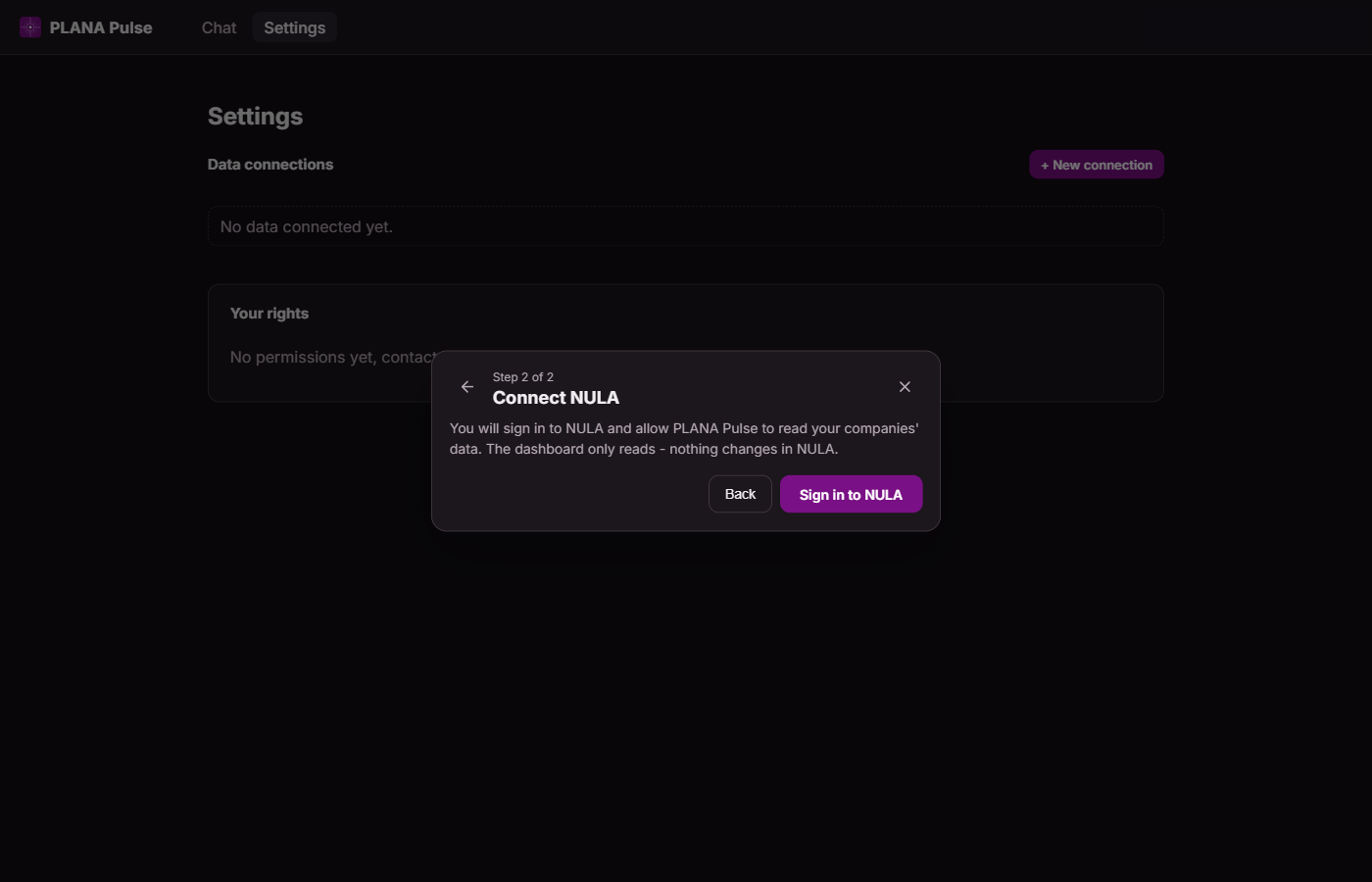 Step 2 of 2 — Connect NULA