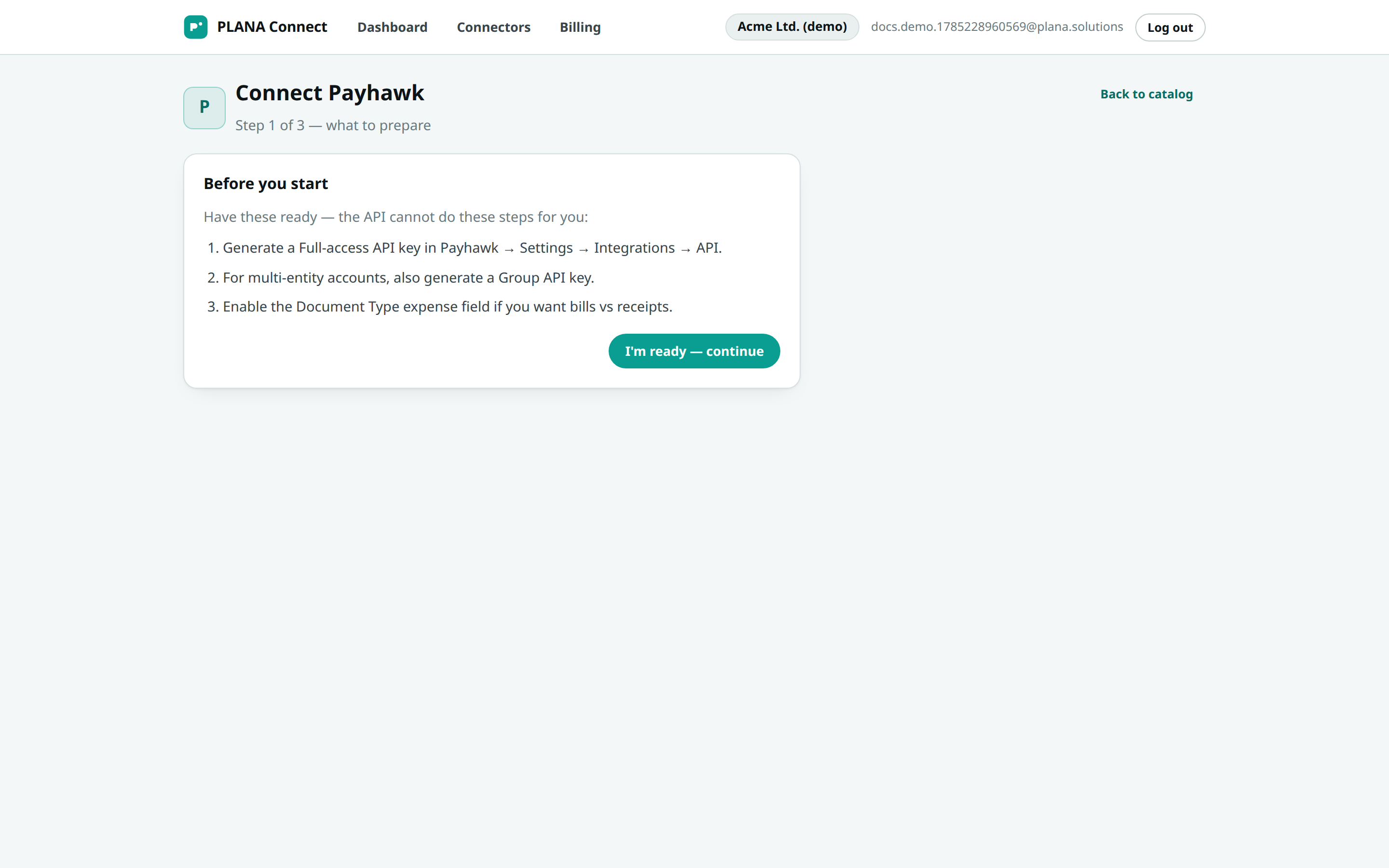 Step 1 "Before you start": the checklist of what to prepare in Payhawk