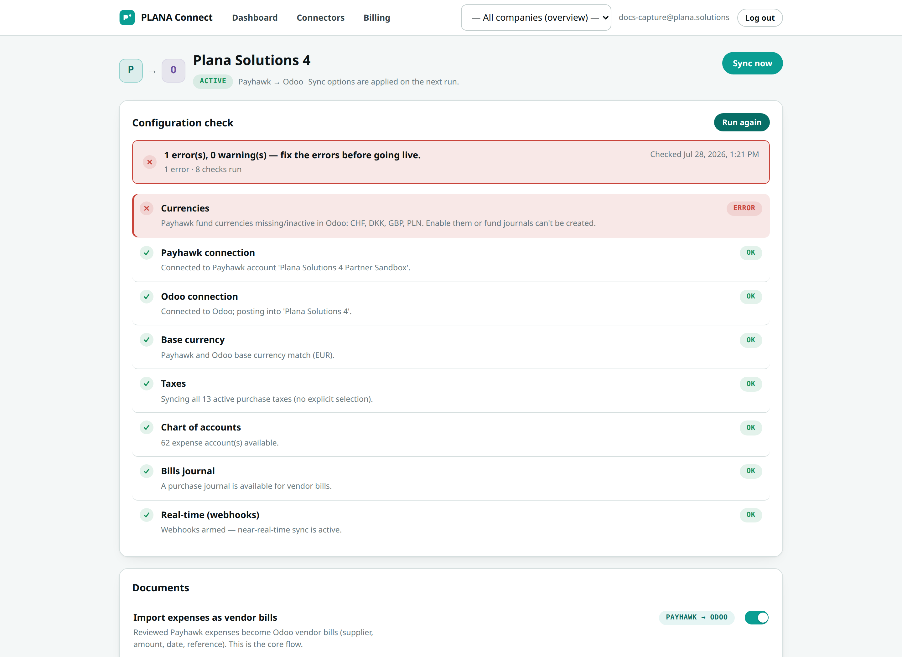 both connections reporting green after a health check
