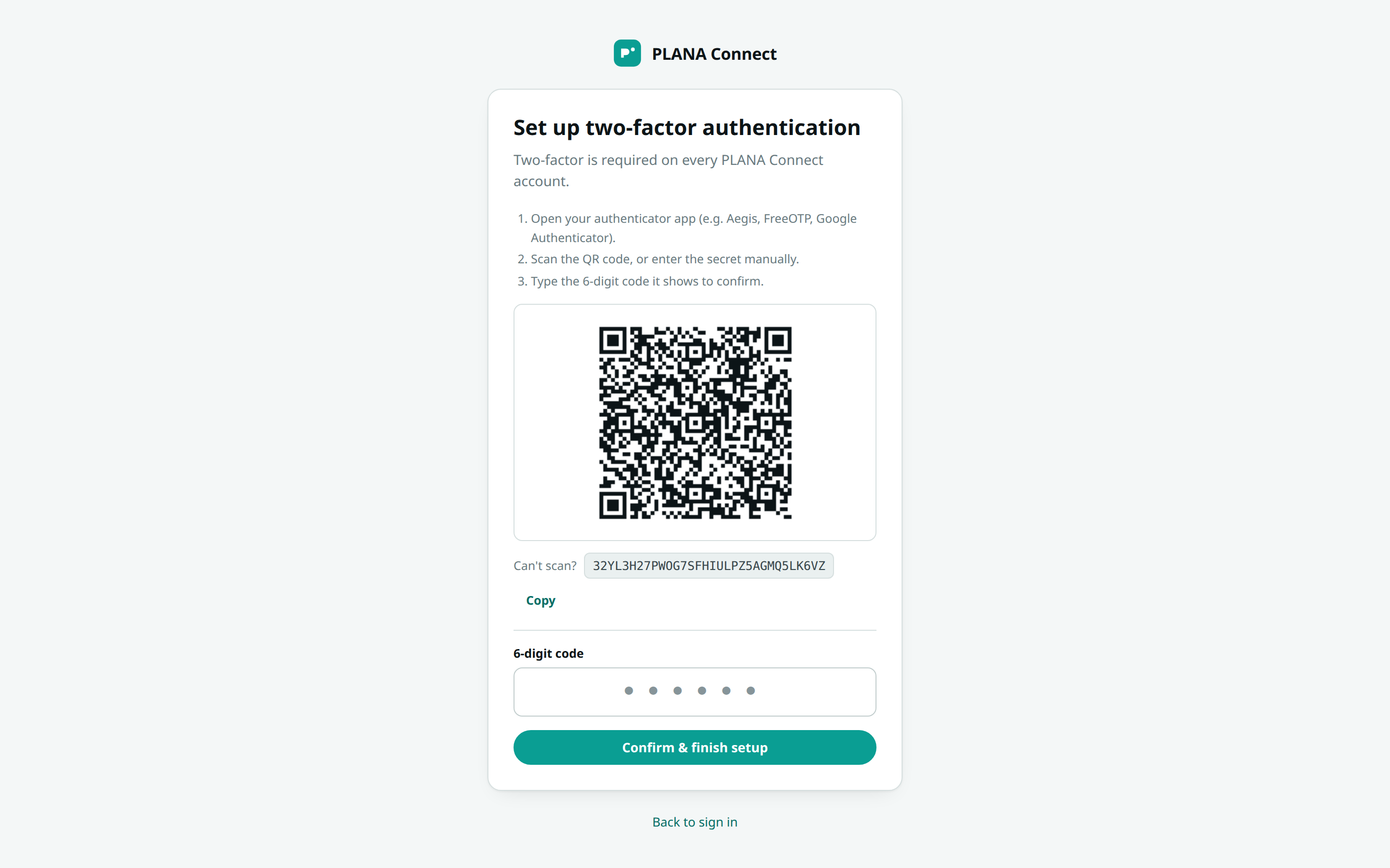 scan the QR code, then enter the 6-digit code